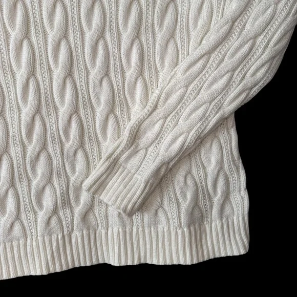 Lands’ End Drifter White Cable Knit Sweater Youth L (14–16) - Picture 5 of 16